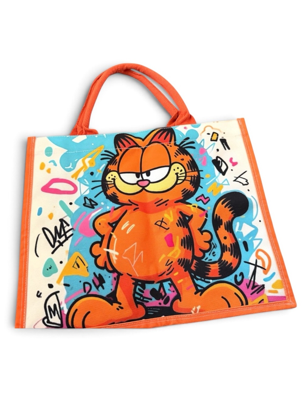 Source Unknown Orange Garfield Graphic Cat Tote Bag with Multicolor Print
